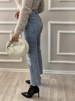 ZR Marka Buz Mavi Kesik Paça Boyfit Jean 