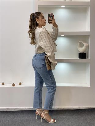 ZR Marka Kar Yıkama Kesik Paça Boyfit Jean 