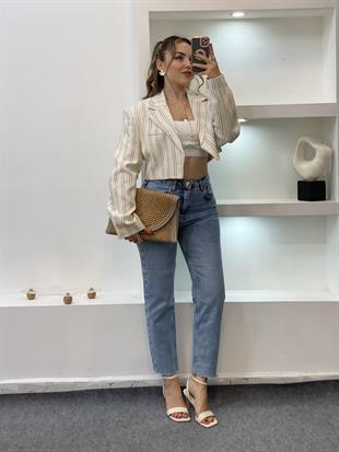 ZR Marka Kar Yıkama Kesik Paça Boyfit Jean 