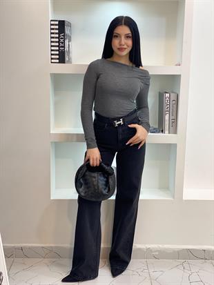 ZR Marka Taşlı Straight Jean 