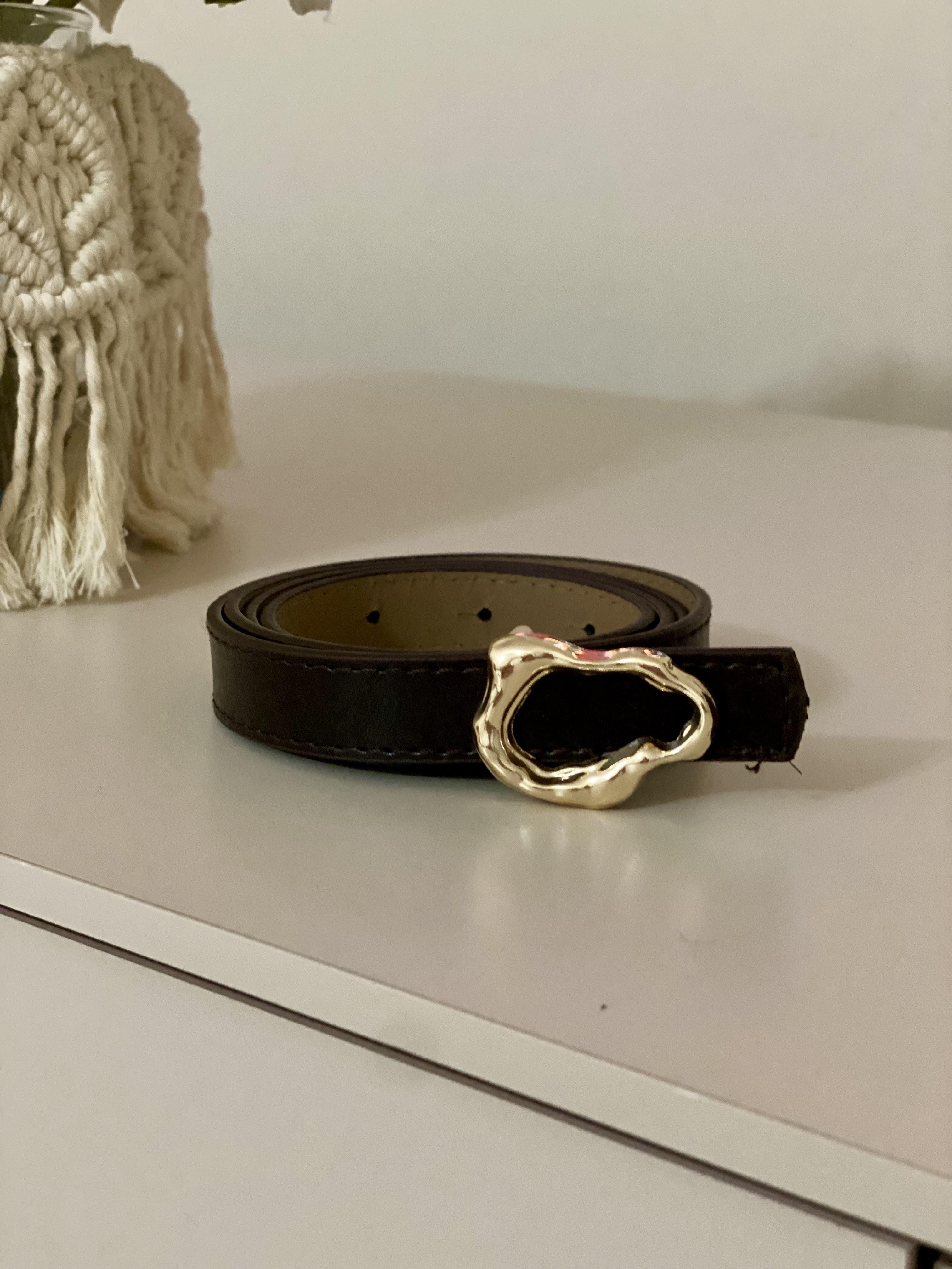Acı Kahve Oval Gold Tokalı Kemer
