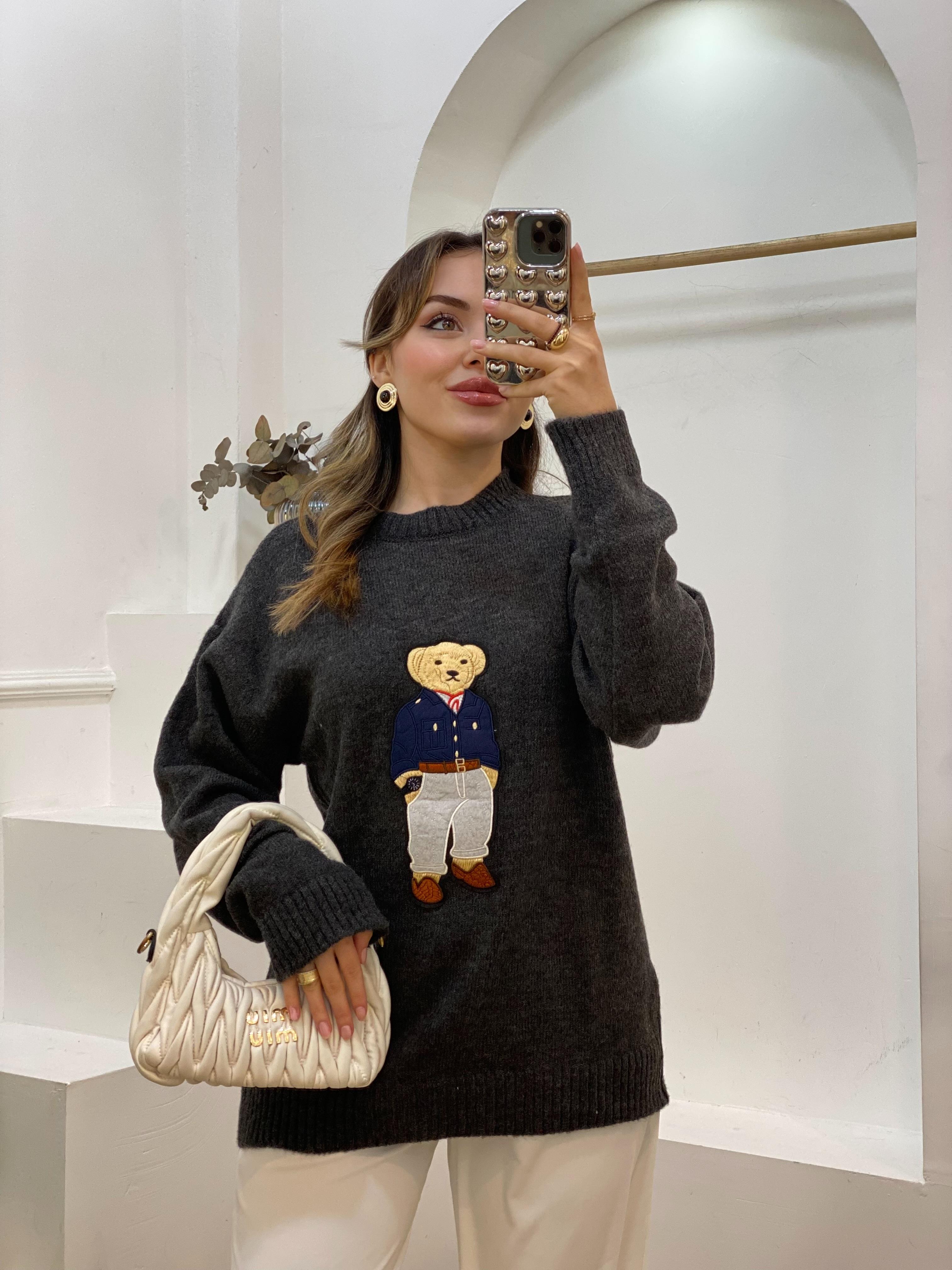 Antrasit Nakış Detaylı Kazak