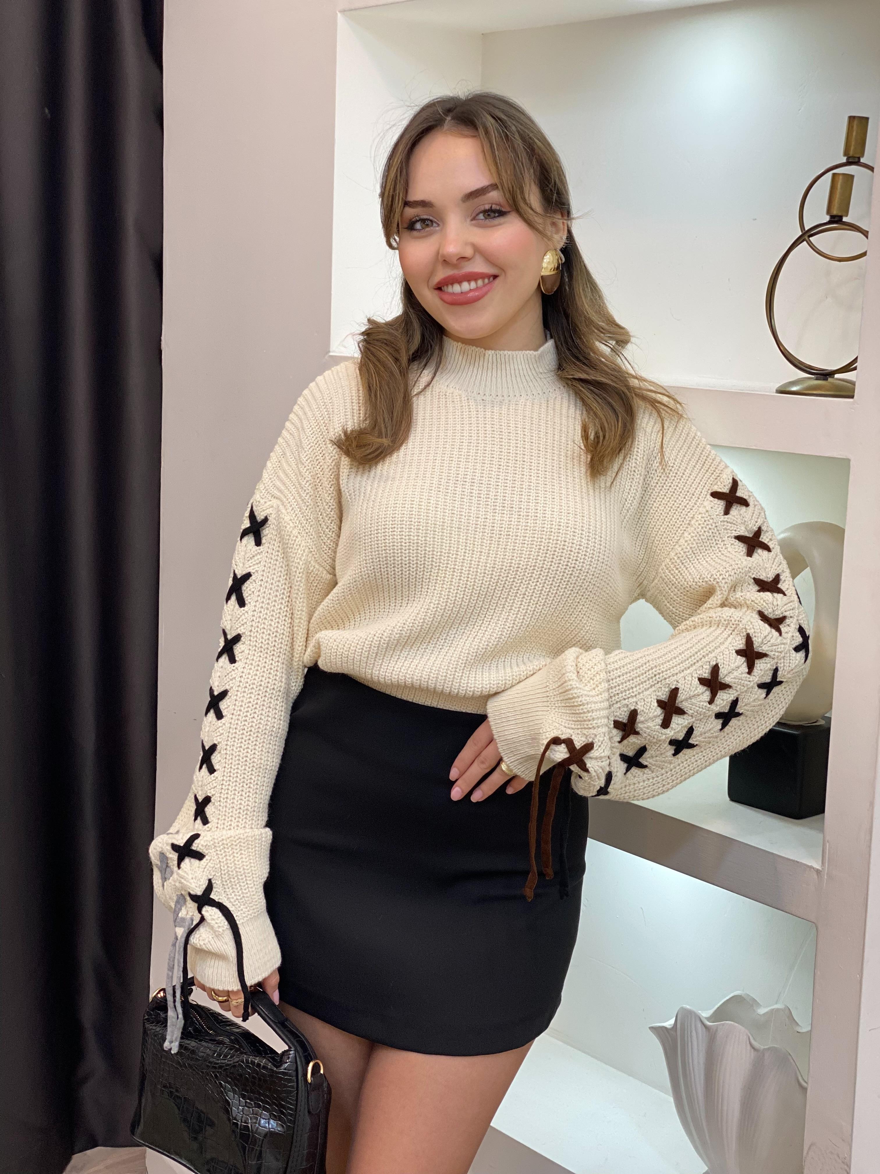 Bej Kolları Dikişli Model Kazak