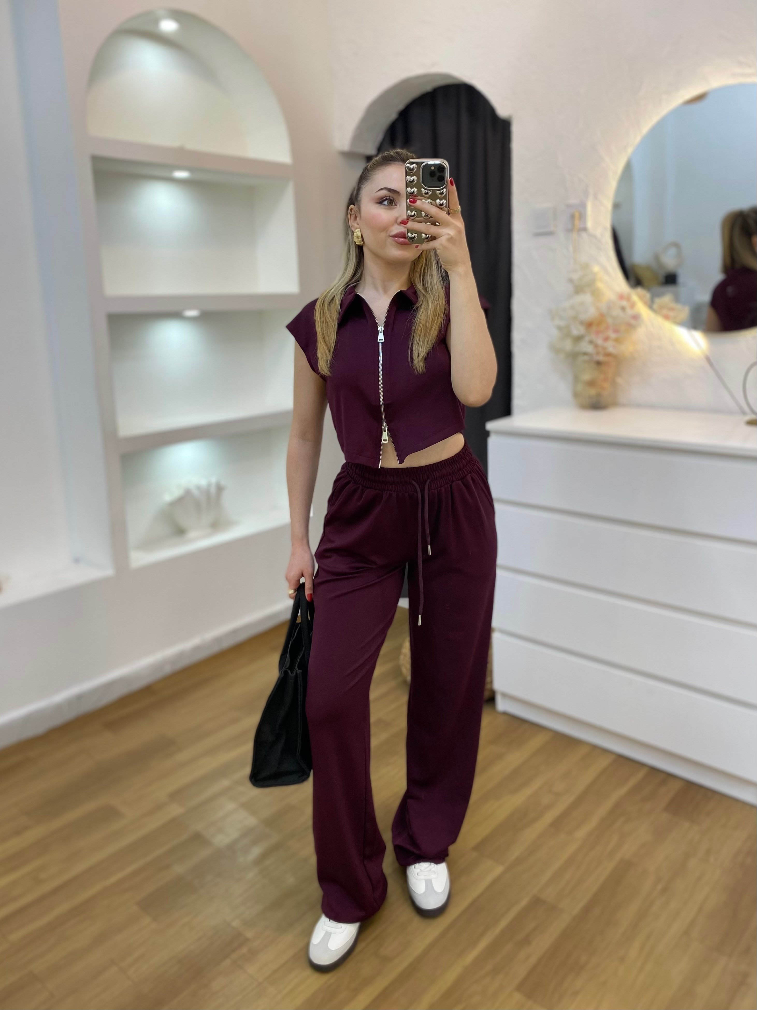 Bordo Fermuarlı Model Modal Takım