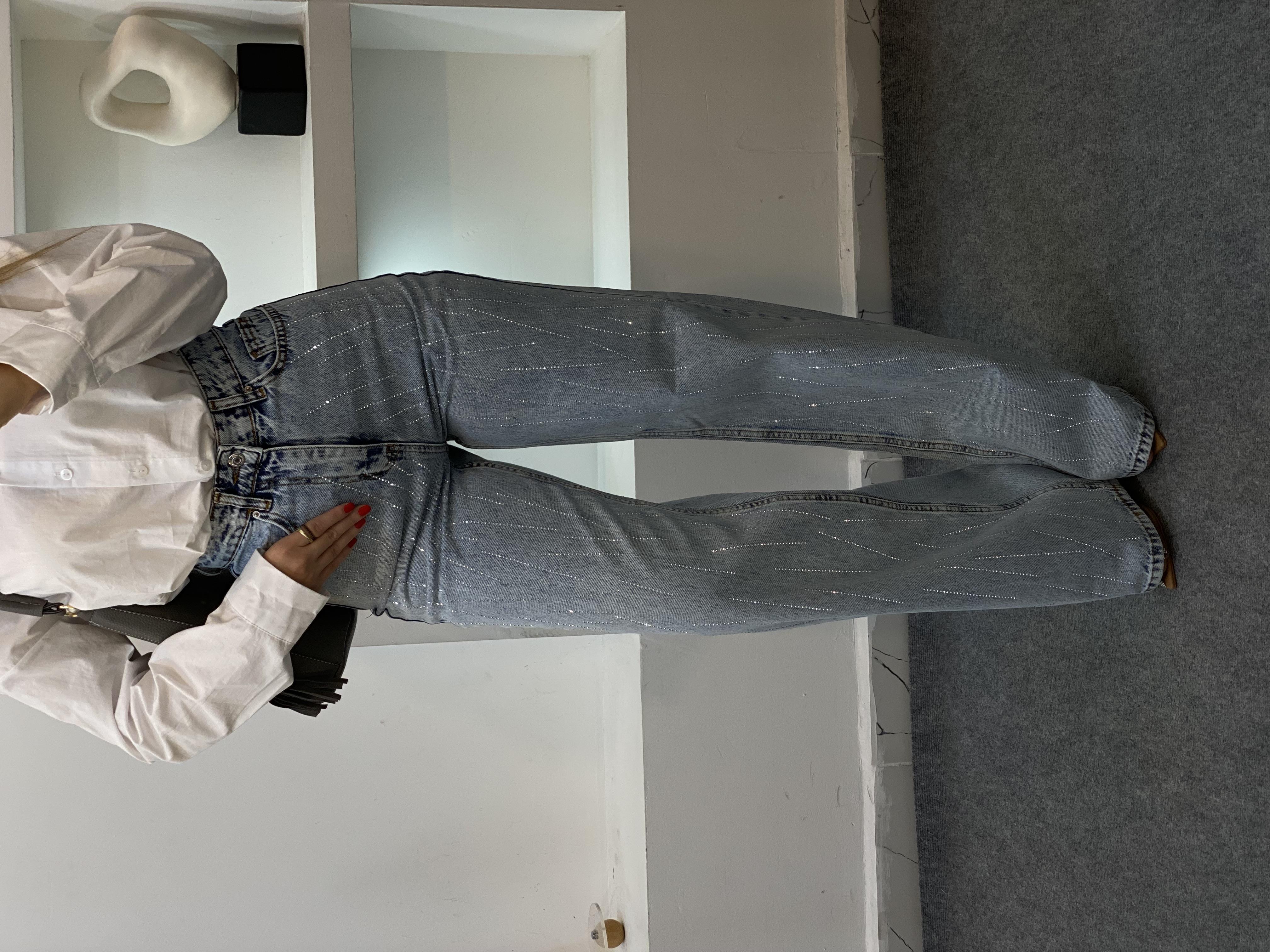 Buz Mavi Taşlı Palazzo Jean 