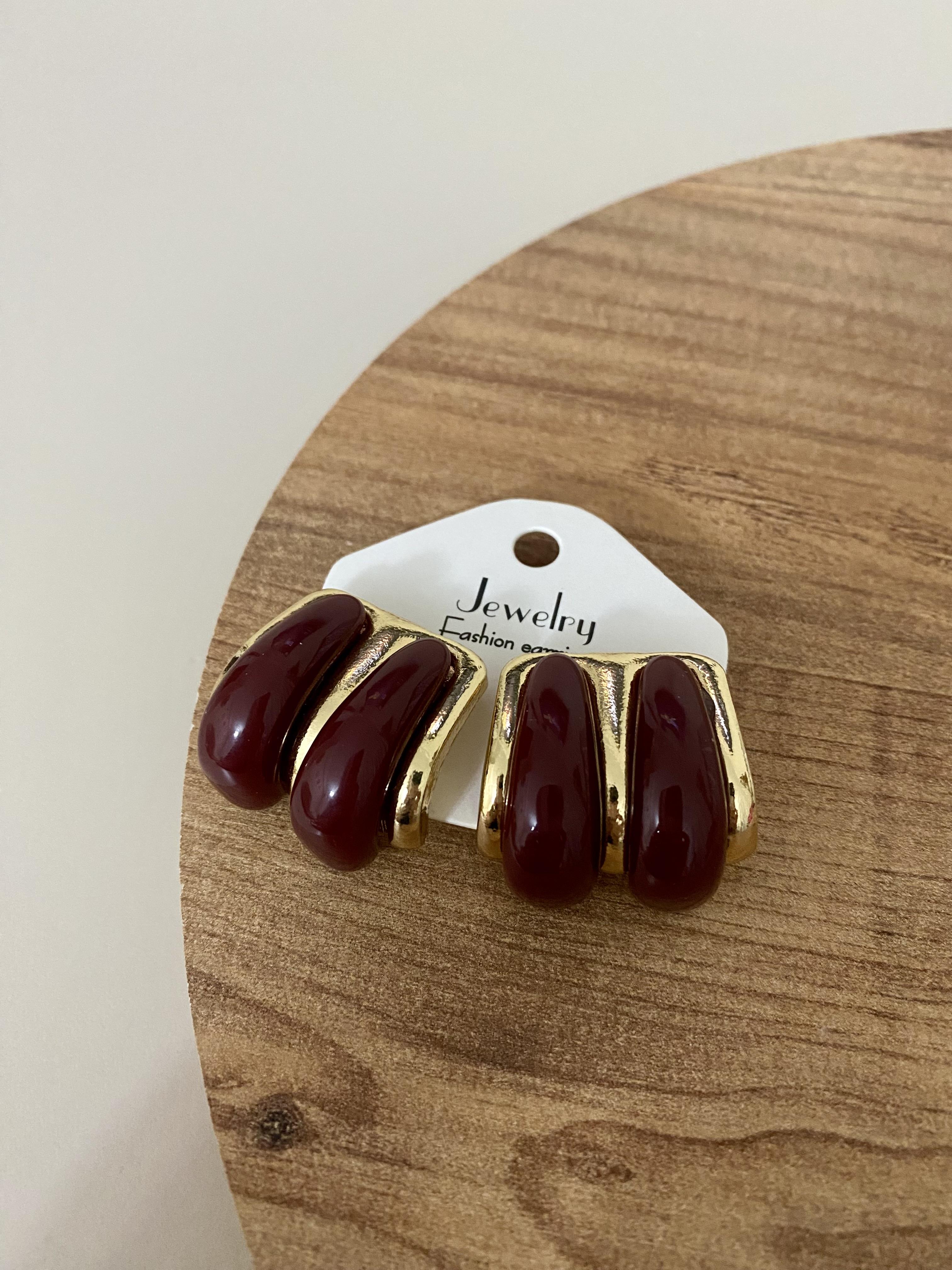 Gold Bordo Marka Model Küpe