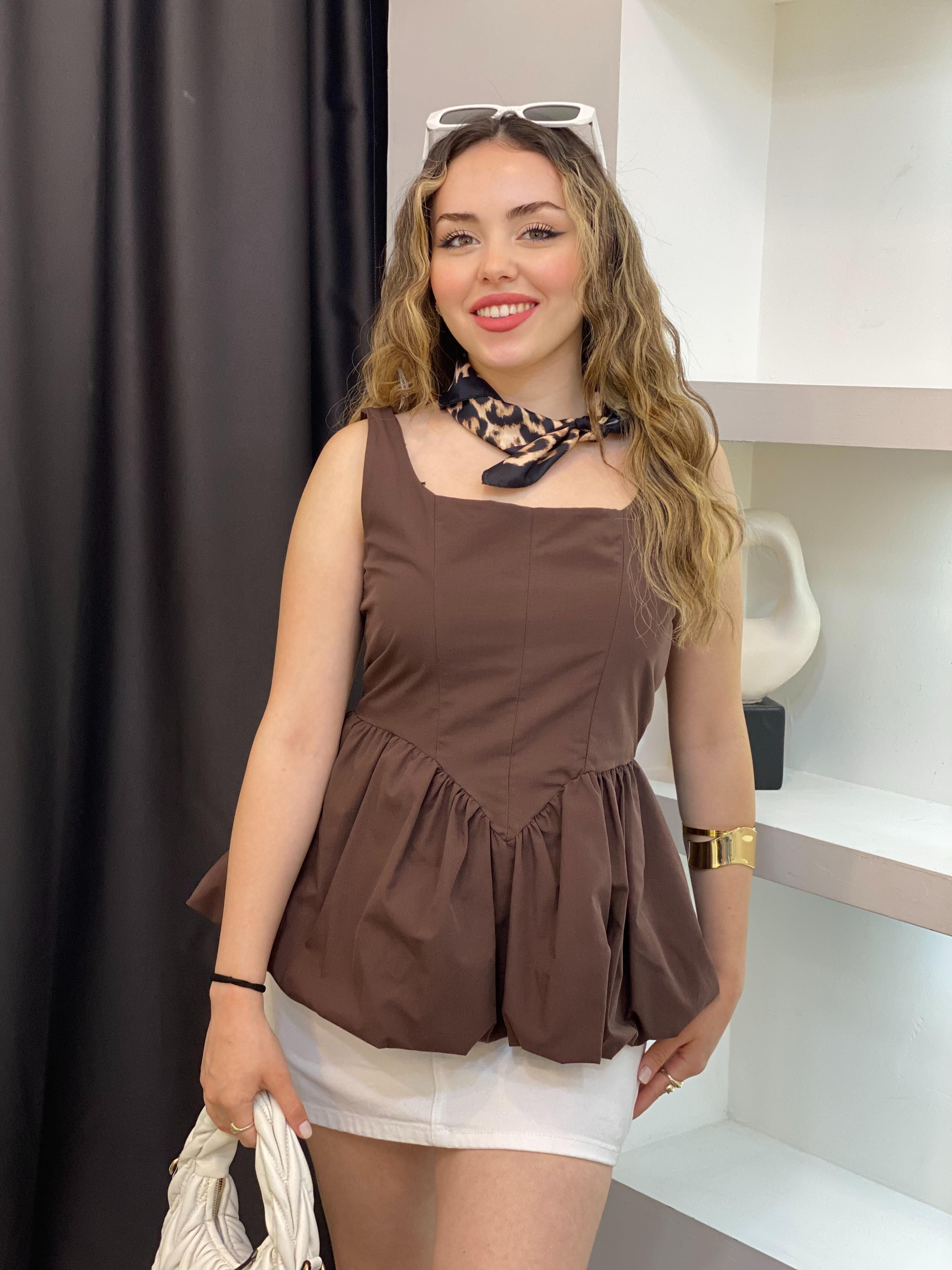 Kahve Balon Etek Marka Model Bluz