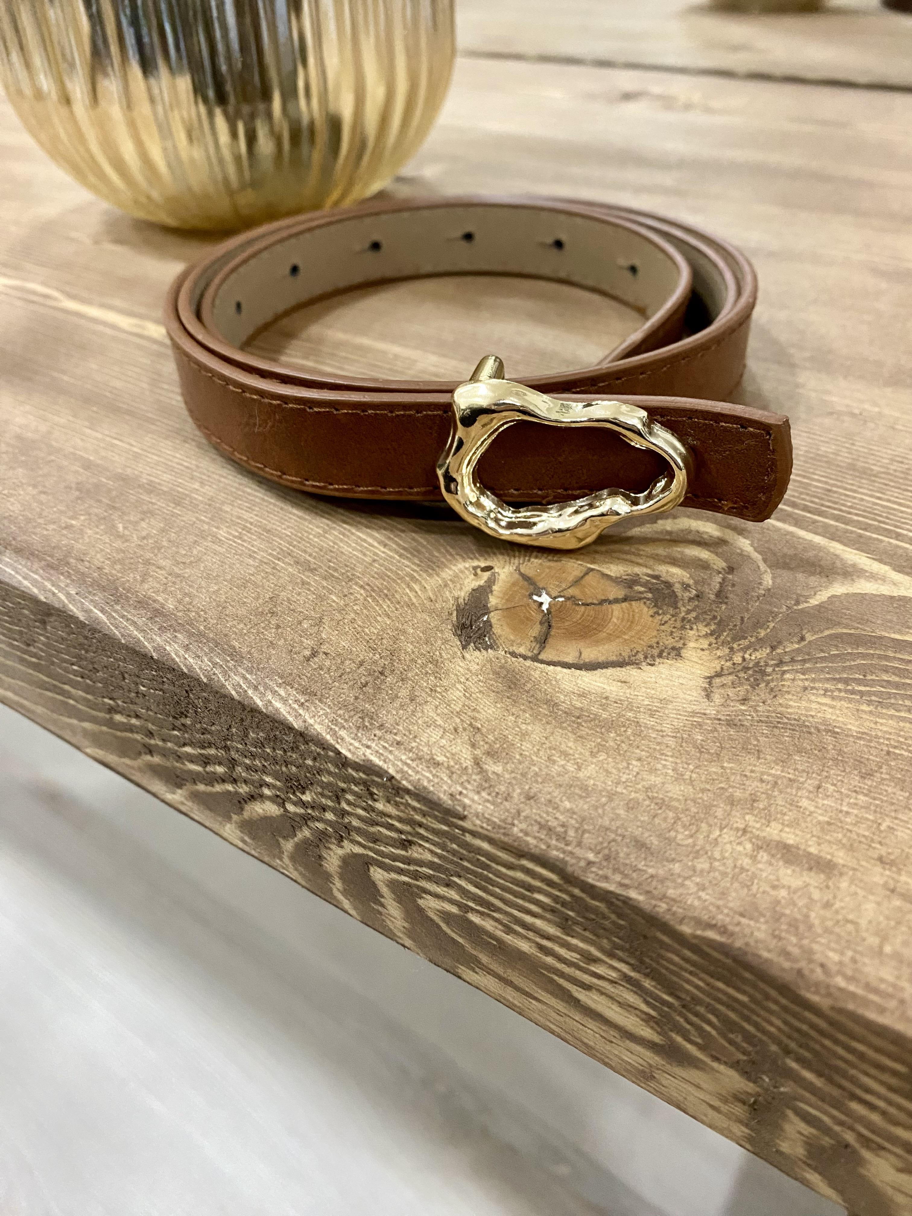 Kahve Oval Gold Tokalı Kemer