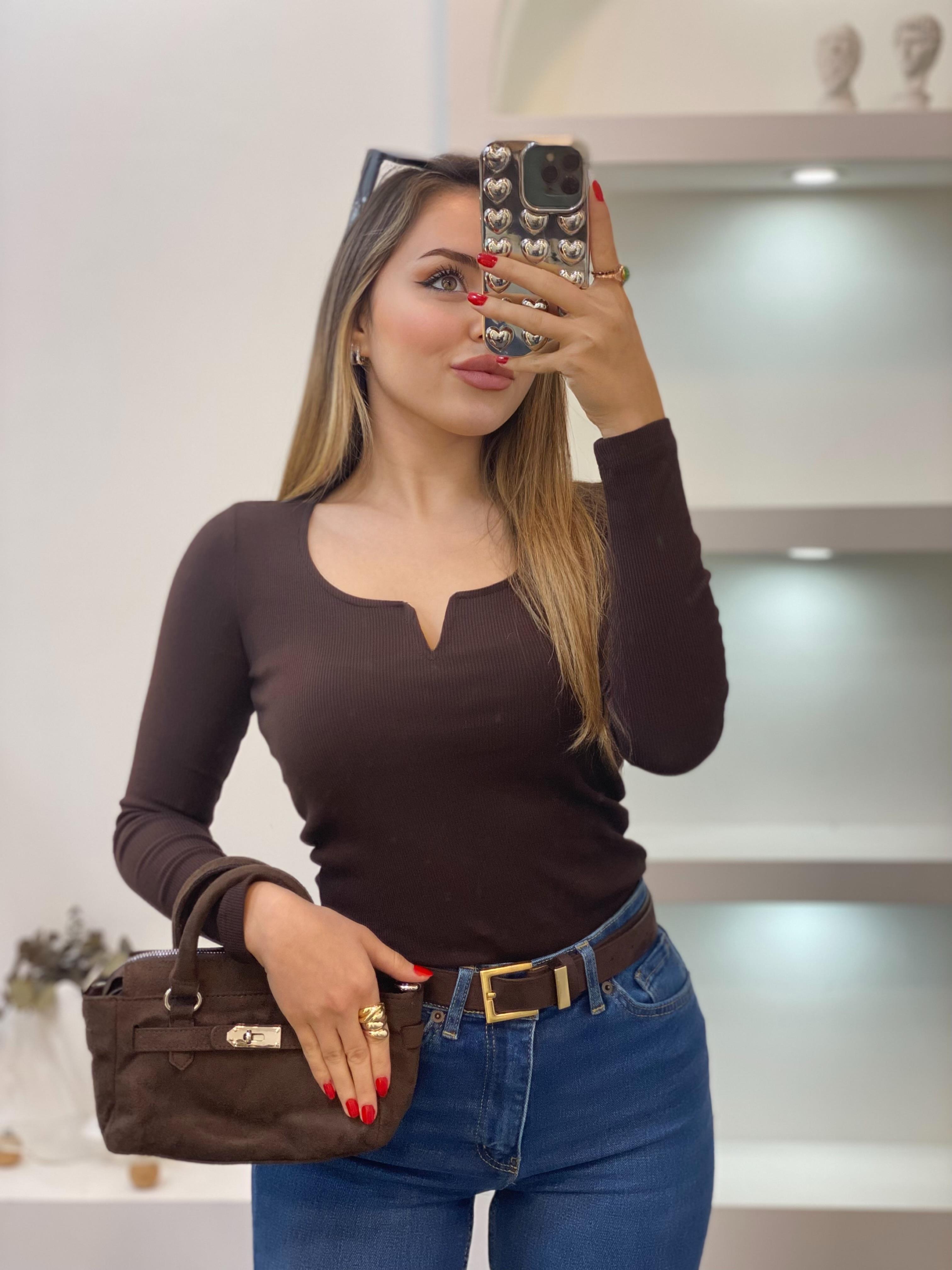 Kahve V Model Fitilli Basic Bluz