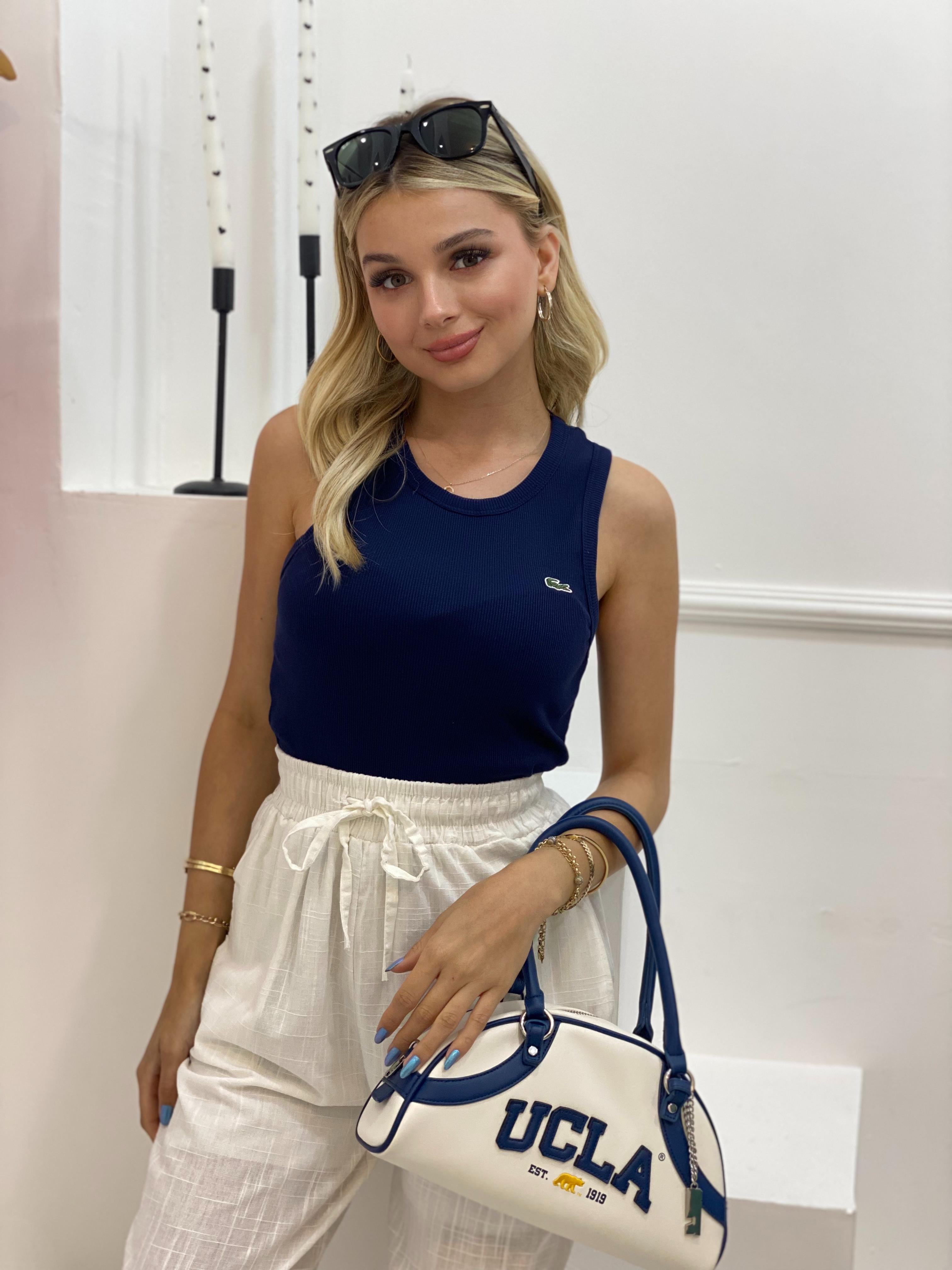 Lacivert Logolu Kalın Askılı Bluz