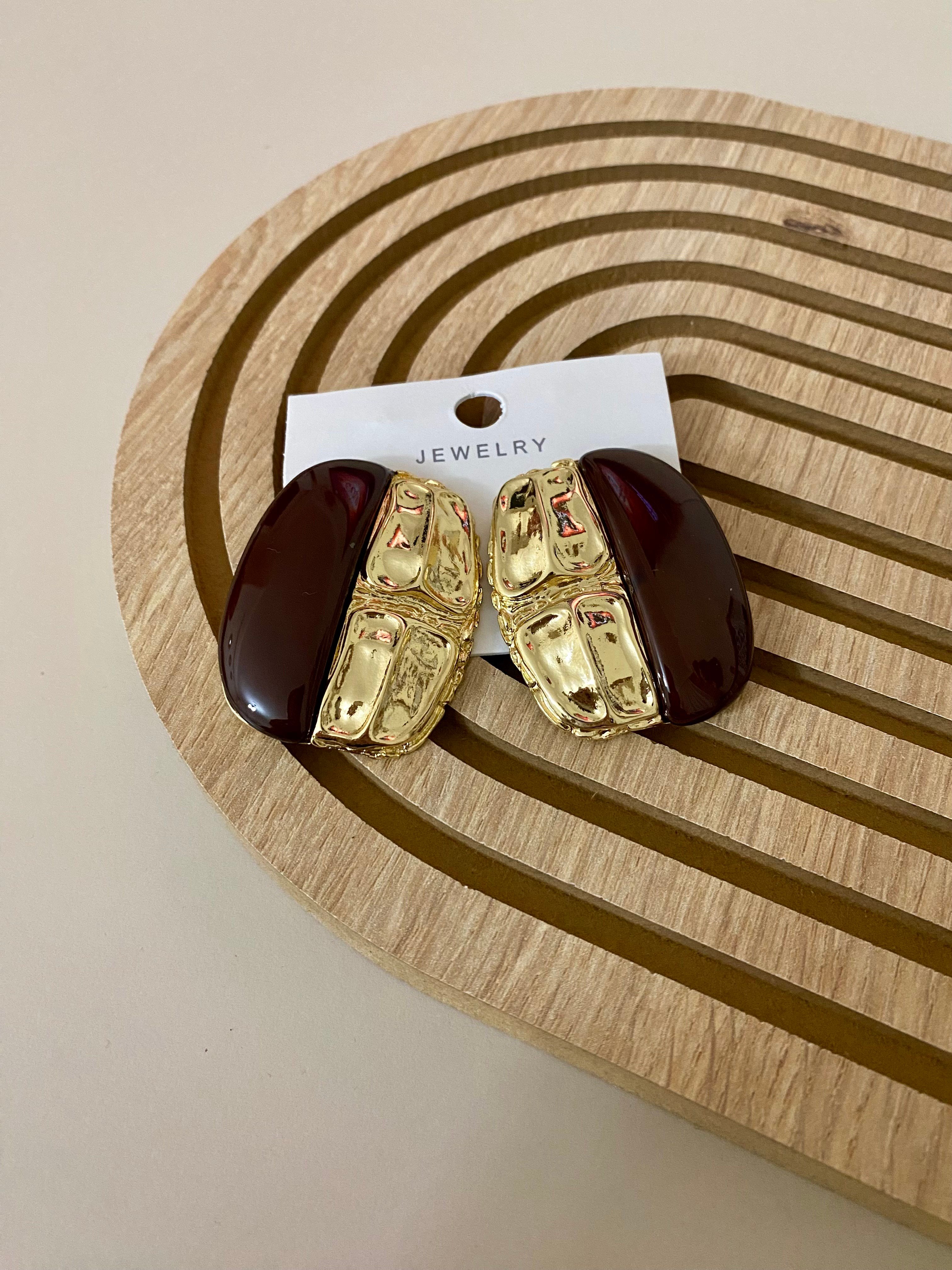 Marka Model Gold Kahve Küpe 