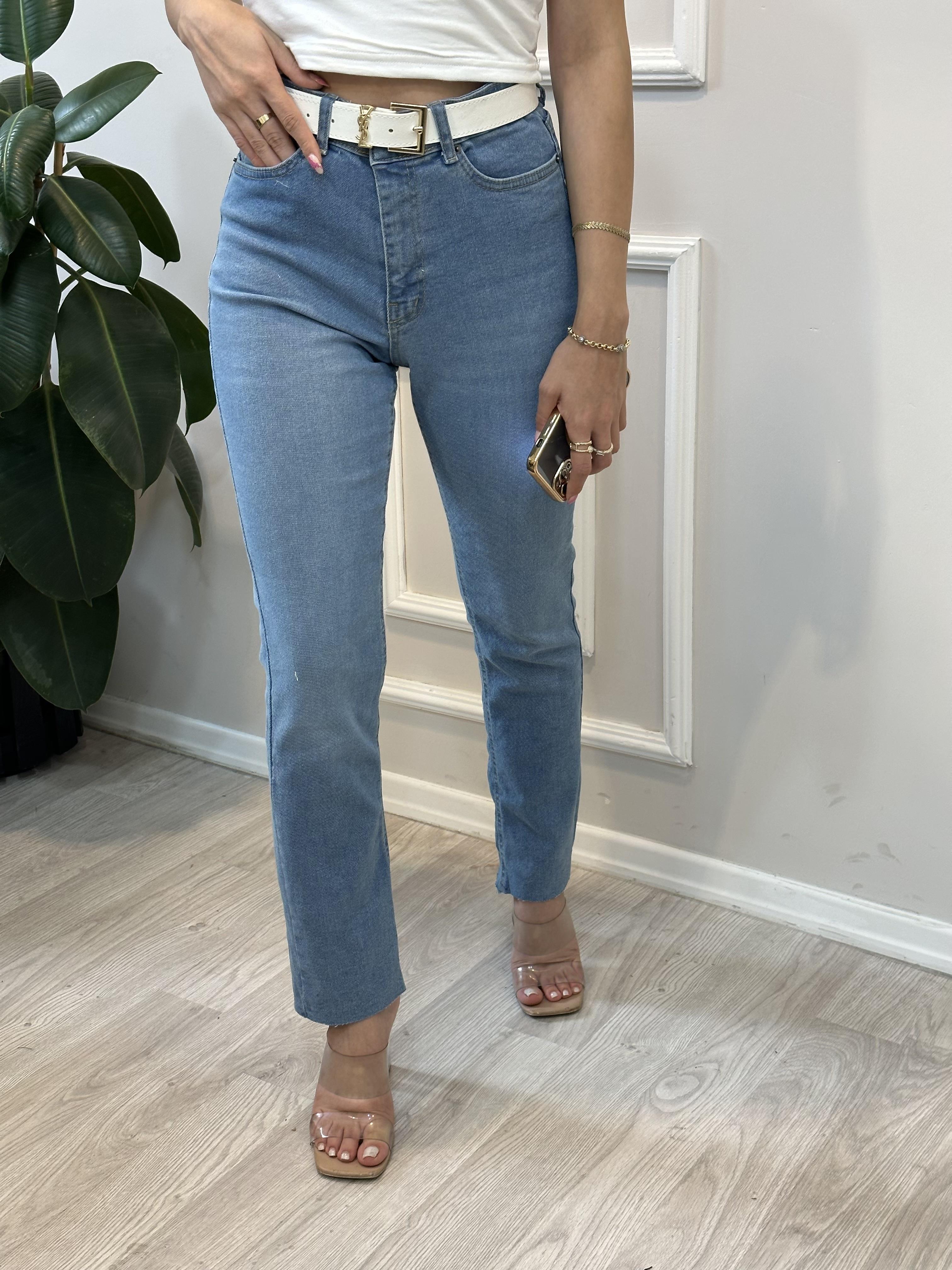 Mavi Yüksek Bel Boy Fit Jean 