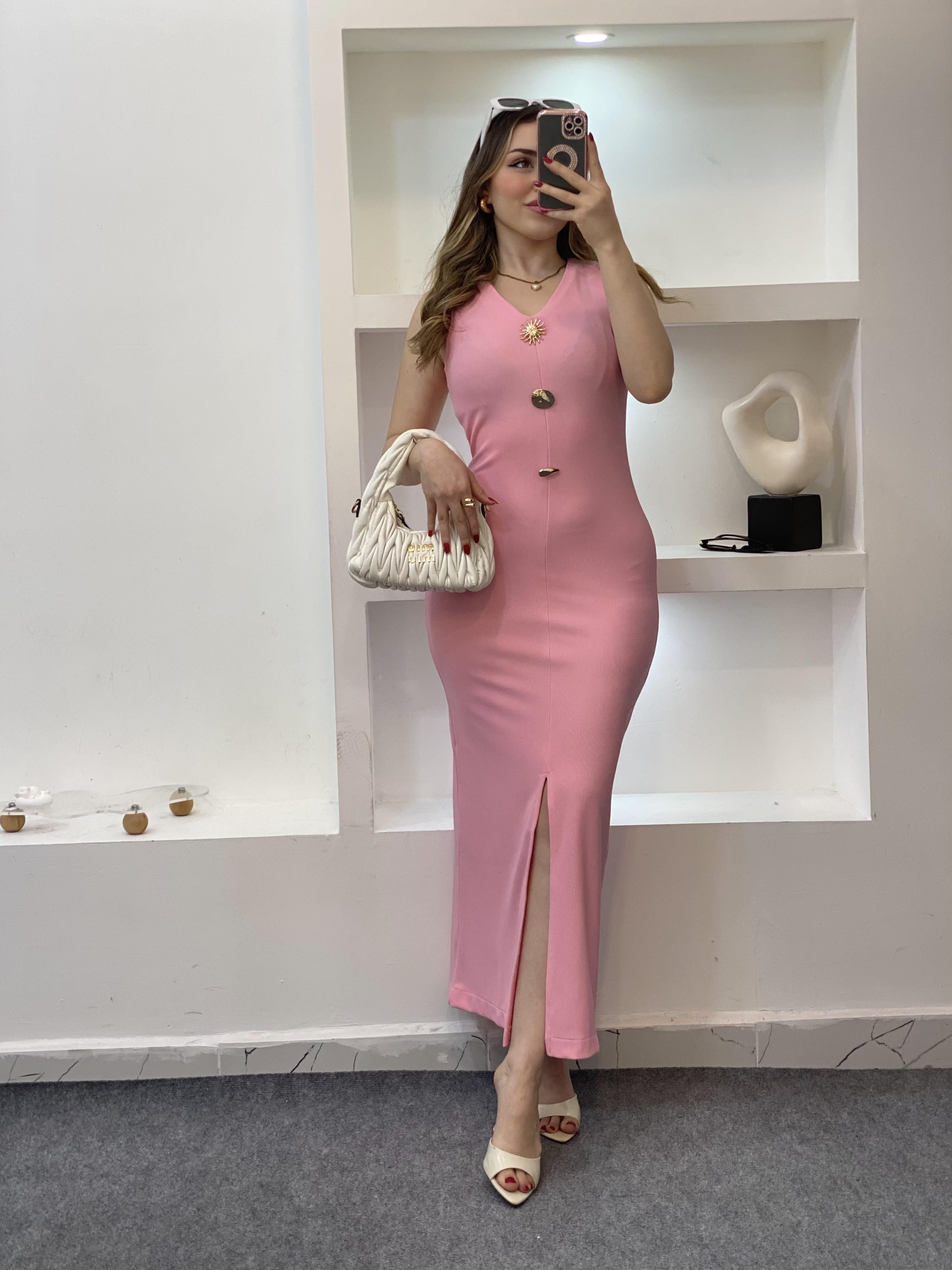 Pembe Likralı Güneş Elbise
