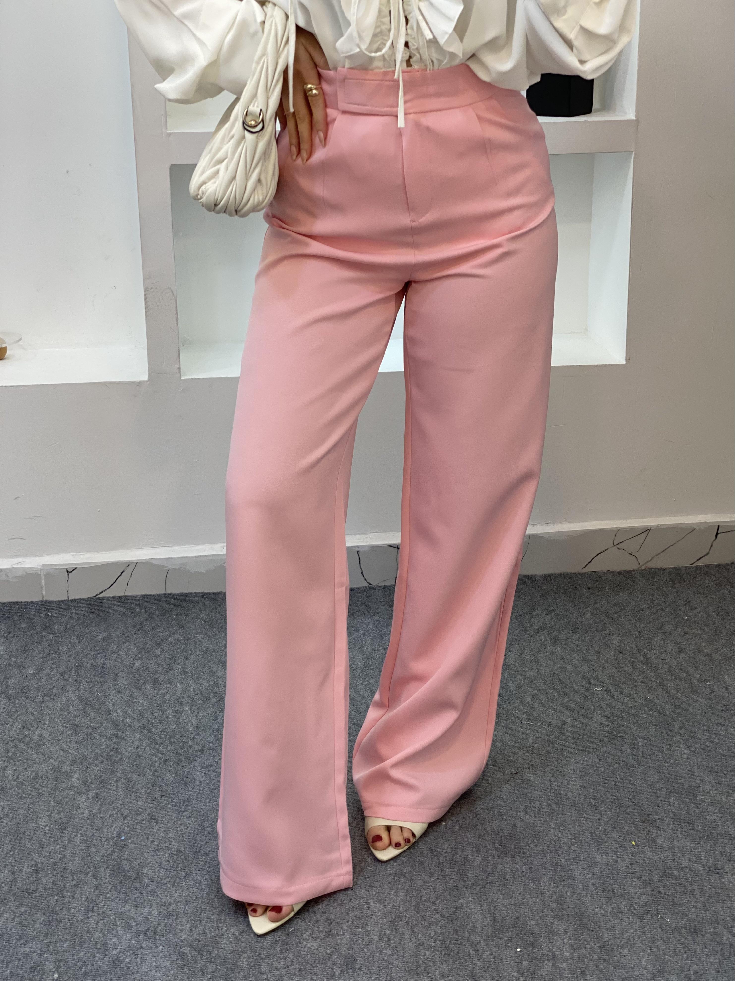 Pembe Yüksek Bel Palazzo Pantolon 