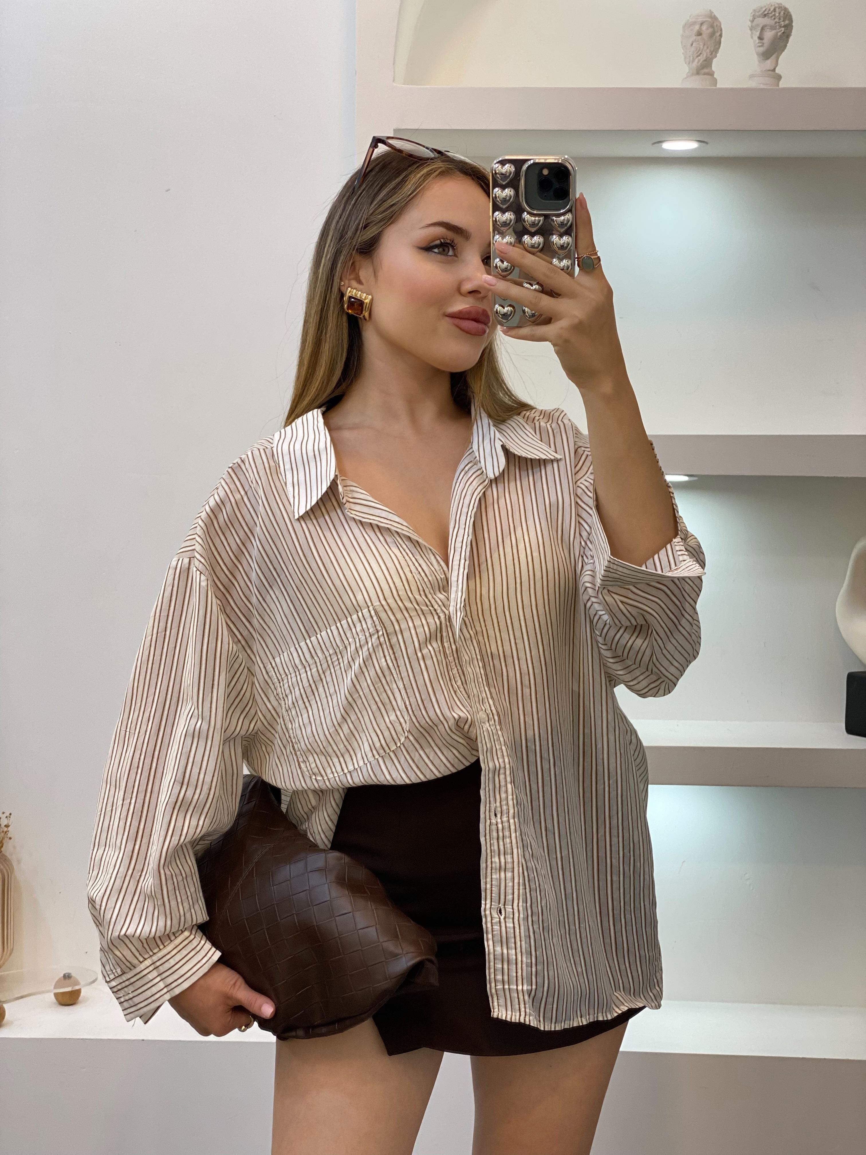 Perry Marka Kahve Çizgili Gömlek 