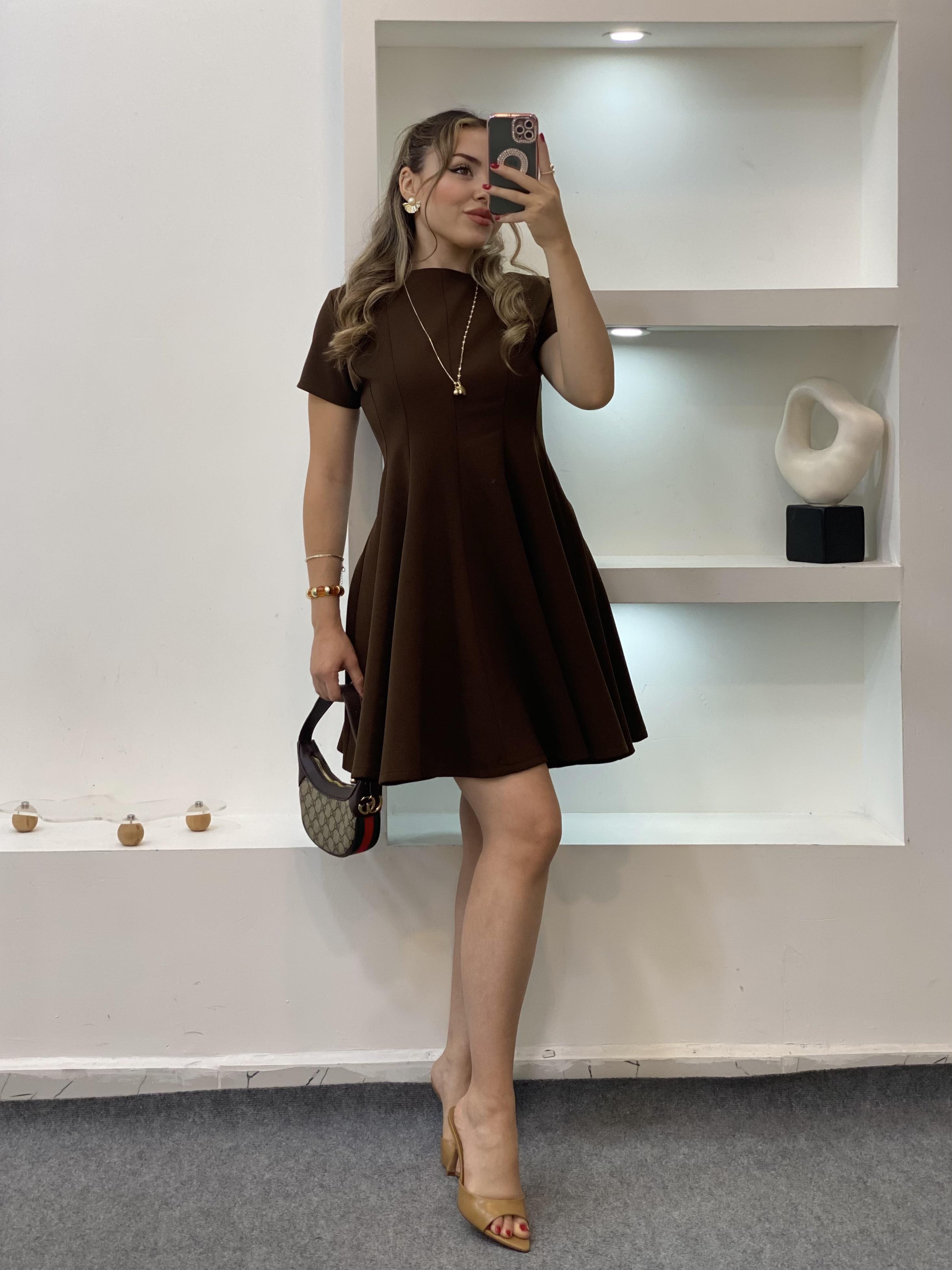 Perry Marka Kahve Volanlı Elbise