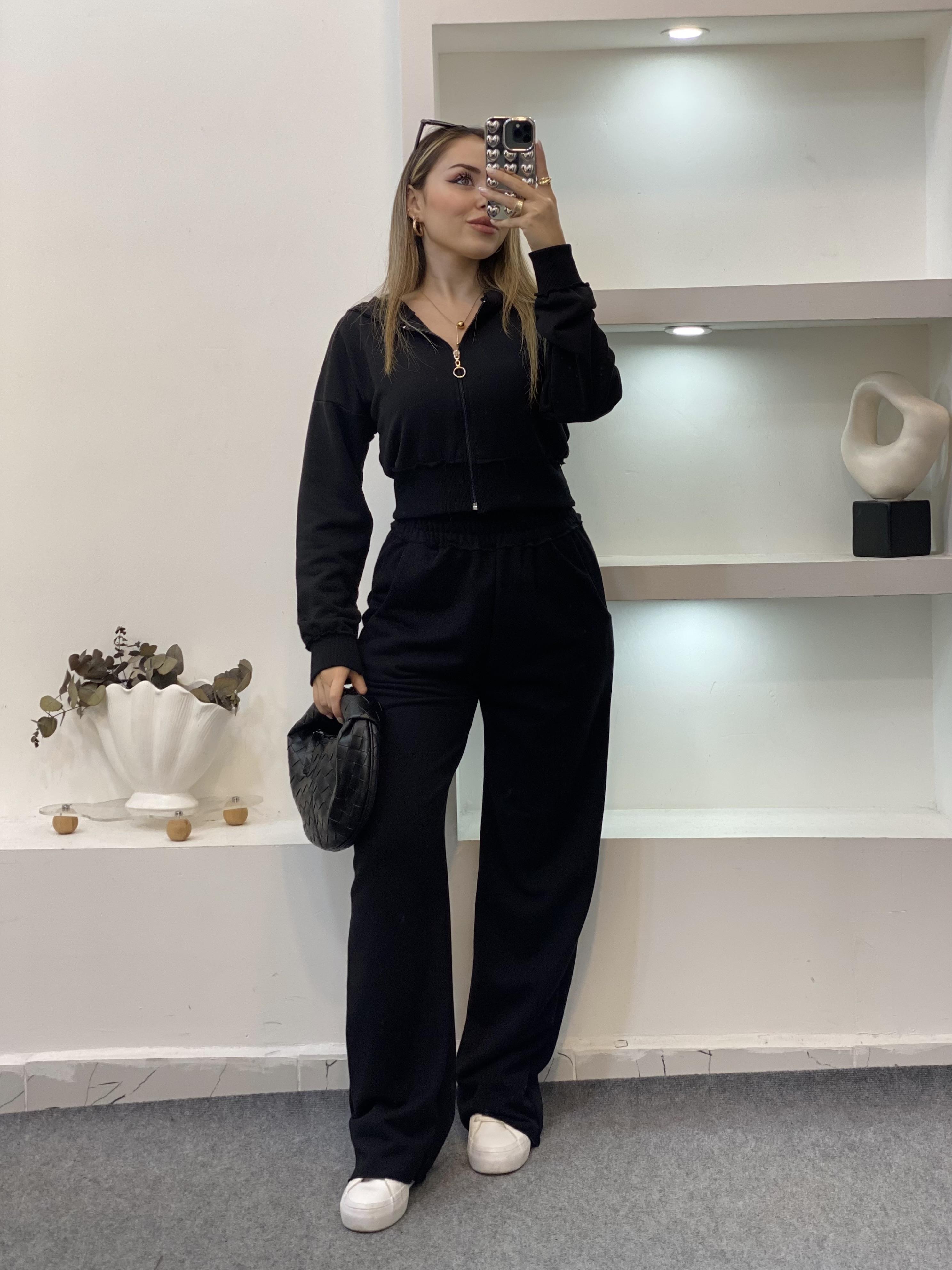 Siyah Kapşonlu Model Eşofman Takım