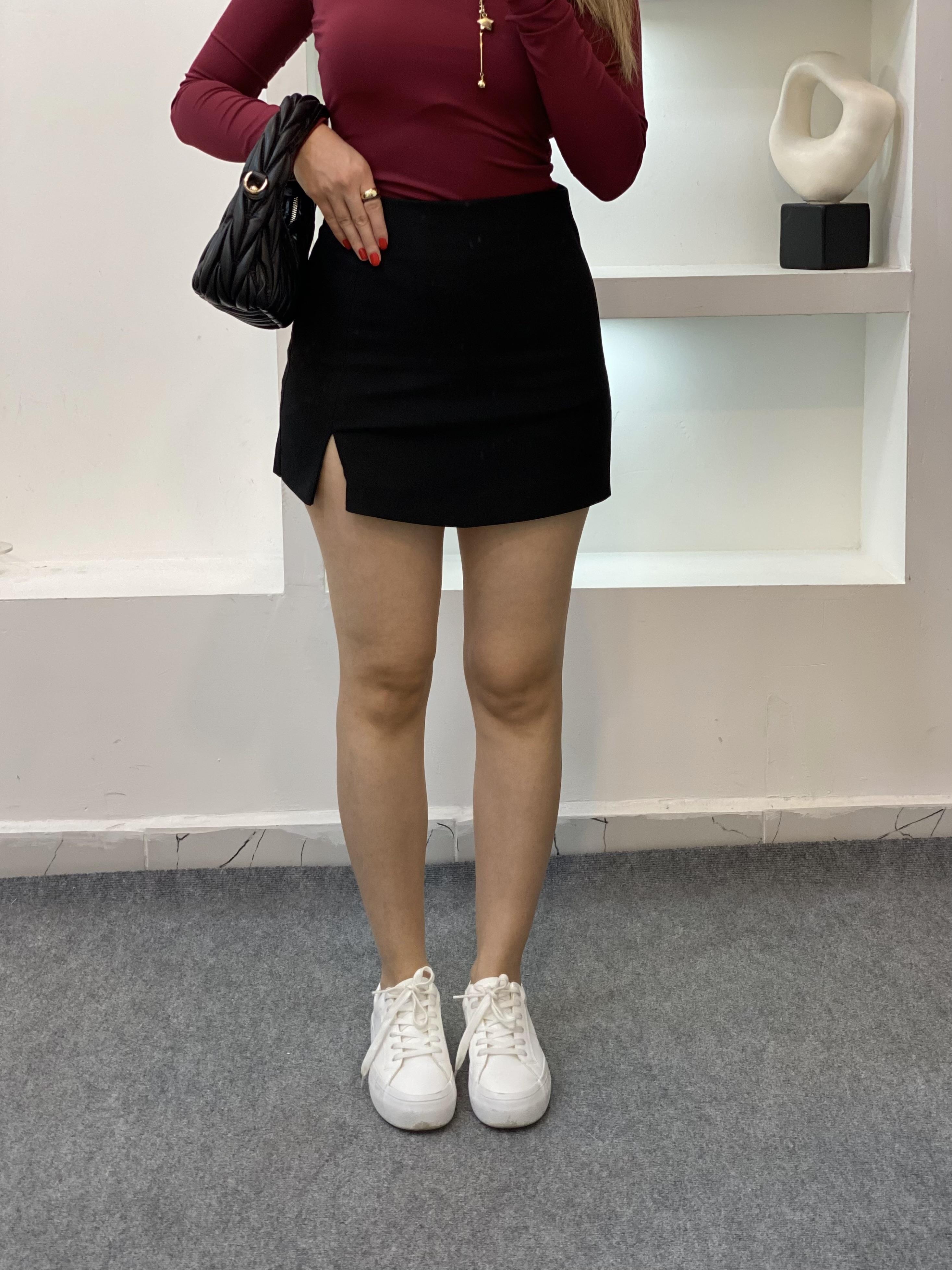 Siyah Tok Kumaş Premium Şort Etek