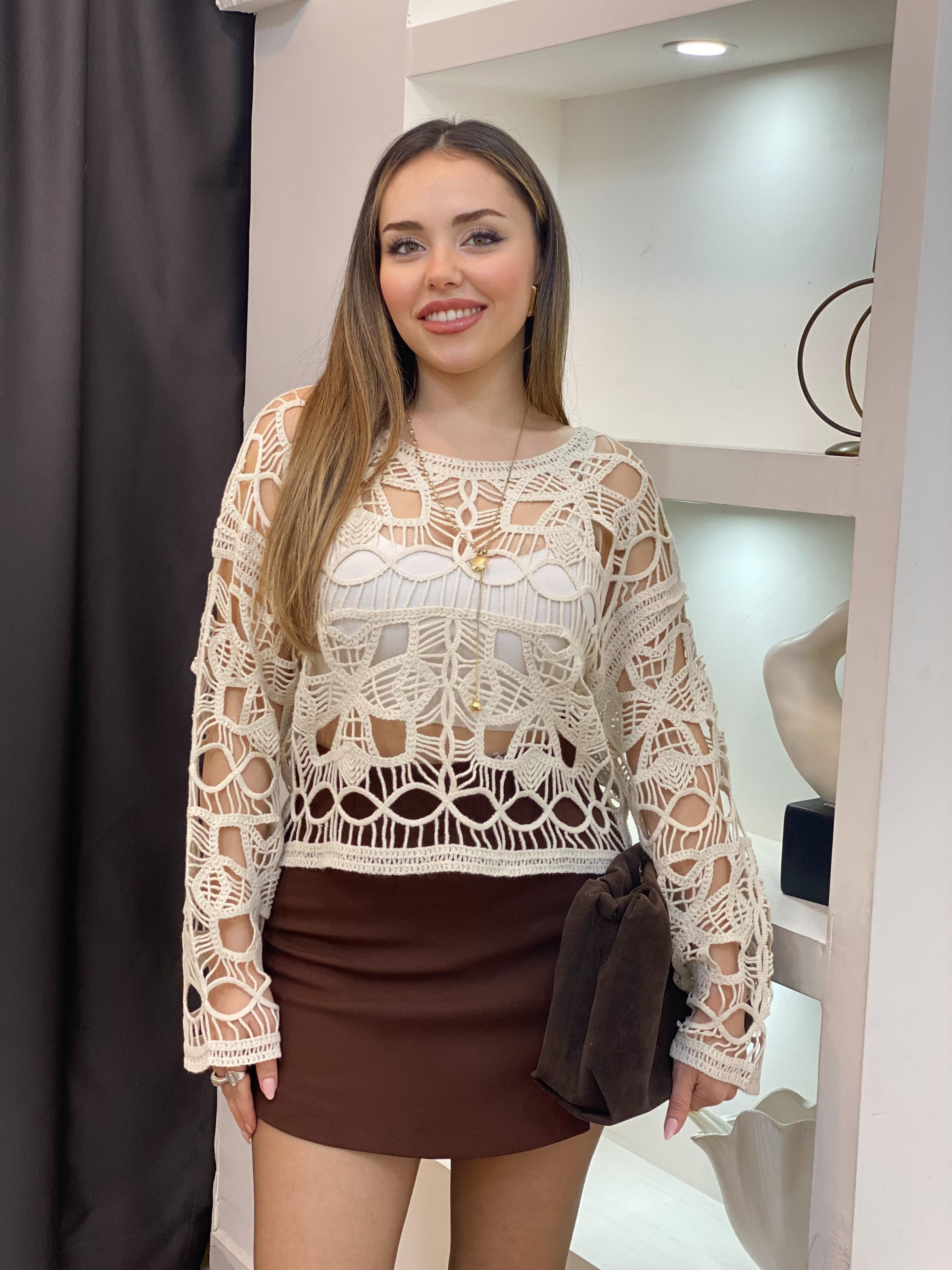 Tasarım Bej Dantel Bluz 