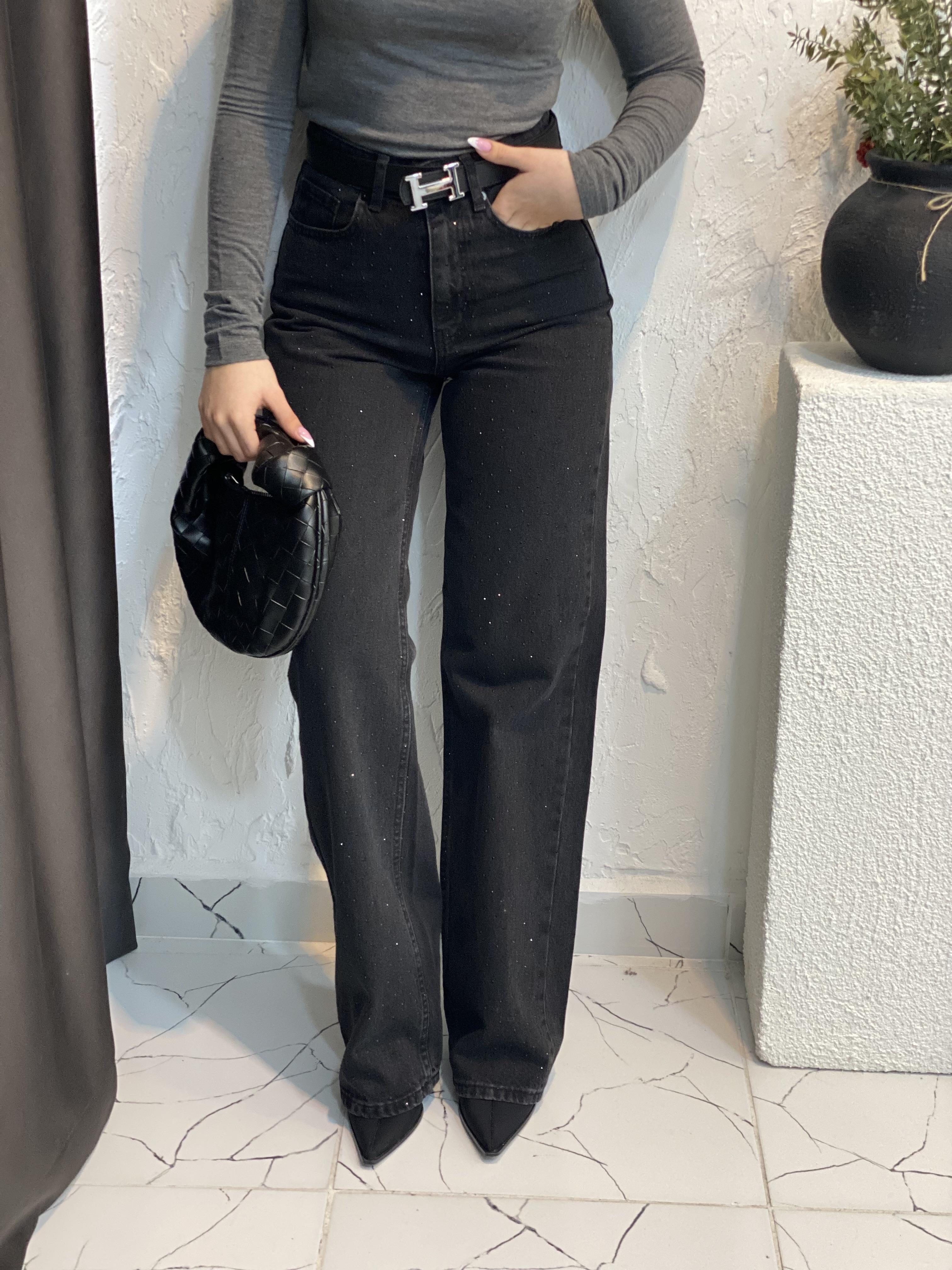 ZR Marka Taşlı Straight Jean 