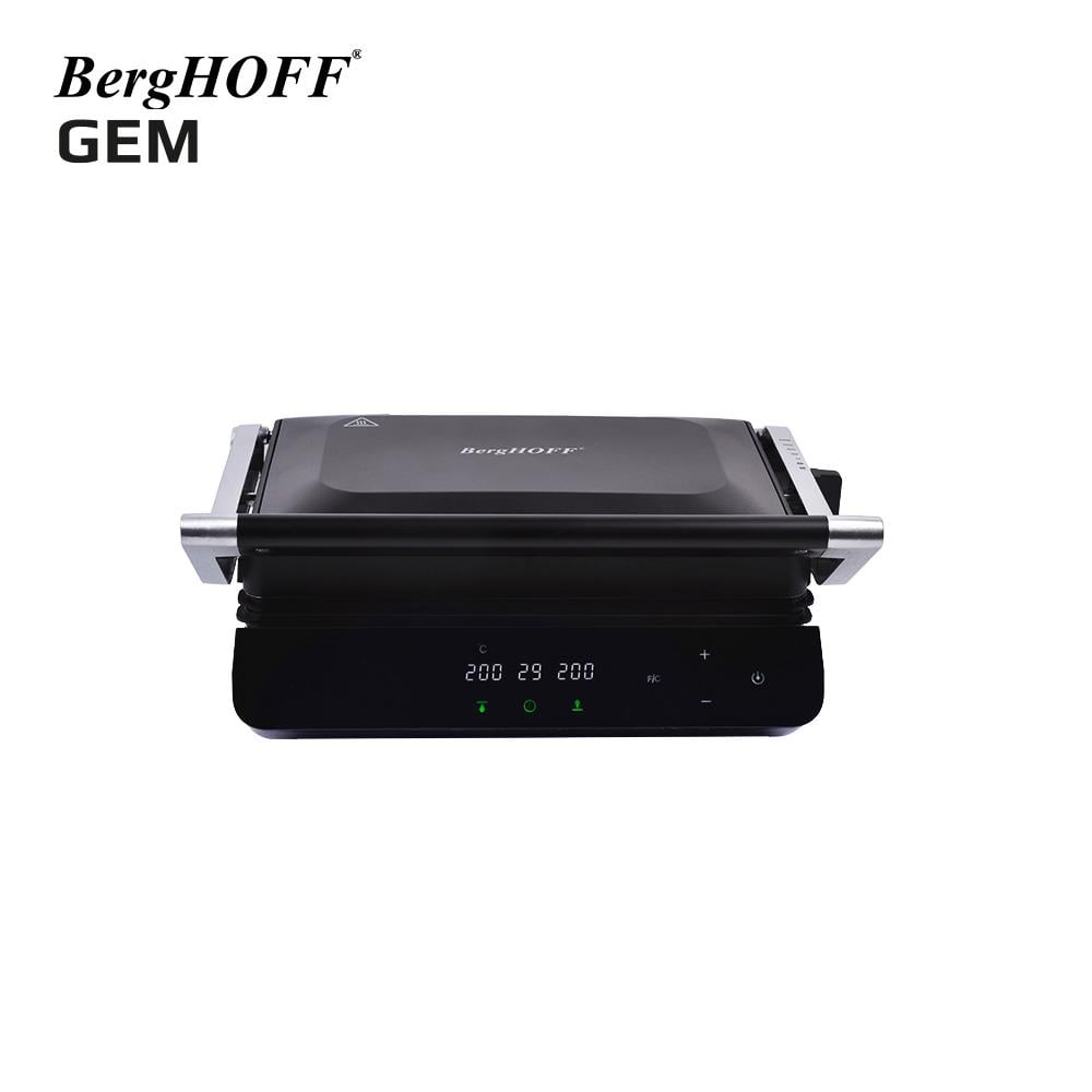 Berghoff Gem Titan Siyah Çelik Kapaklı Contact Izgara ve Tost Makinesi
