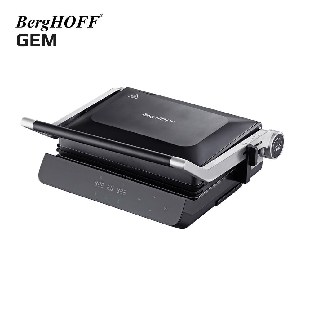 Berghoff Gem Titan Siyah Çelik Kapaklı Contact Izgara ve Tost Makinesi