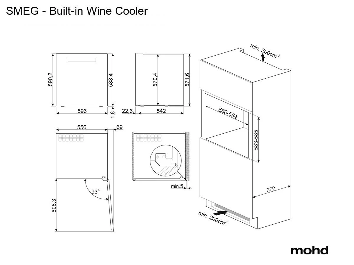 SMEG CVI129G LİNEA NEPTUNE GREY ANKASTRE ŞARAP DOLABI