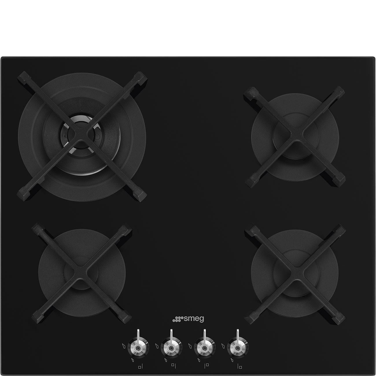 SMEG PV364N KLASİK SİYAH CAM  GAZLI OCAK