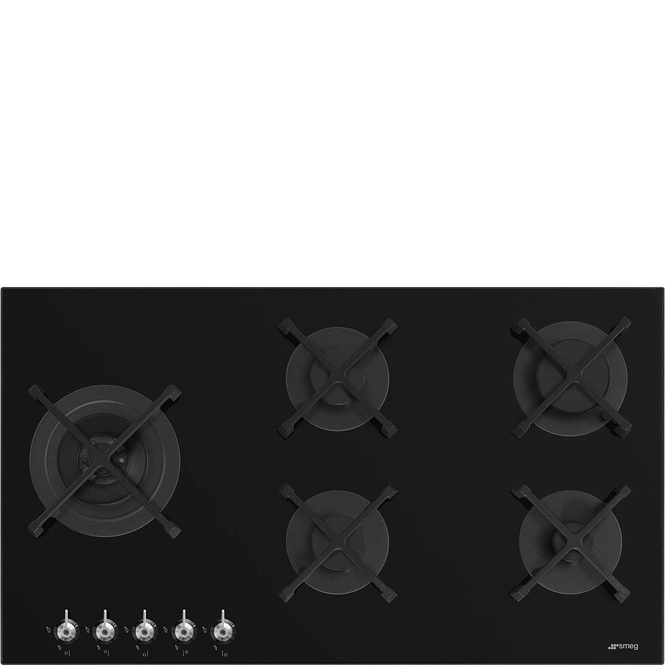 SMEG PV395LN KLASİK SİYAH CAM  GAZLI OCAK