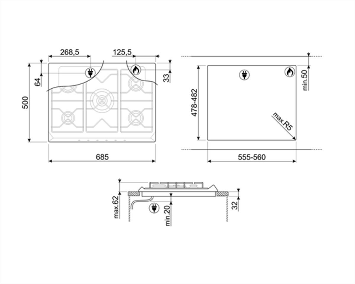 SMEG SR975PGH LİNEA VICTORIA KREM GAZLI OCAK