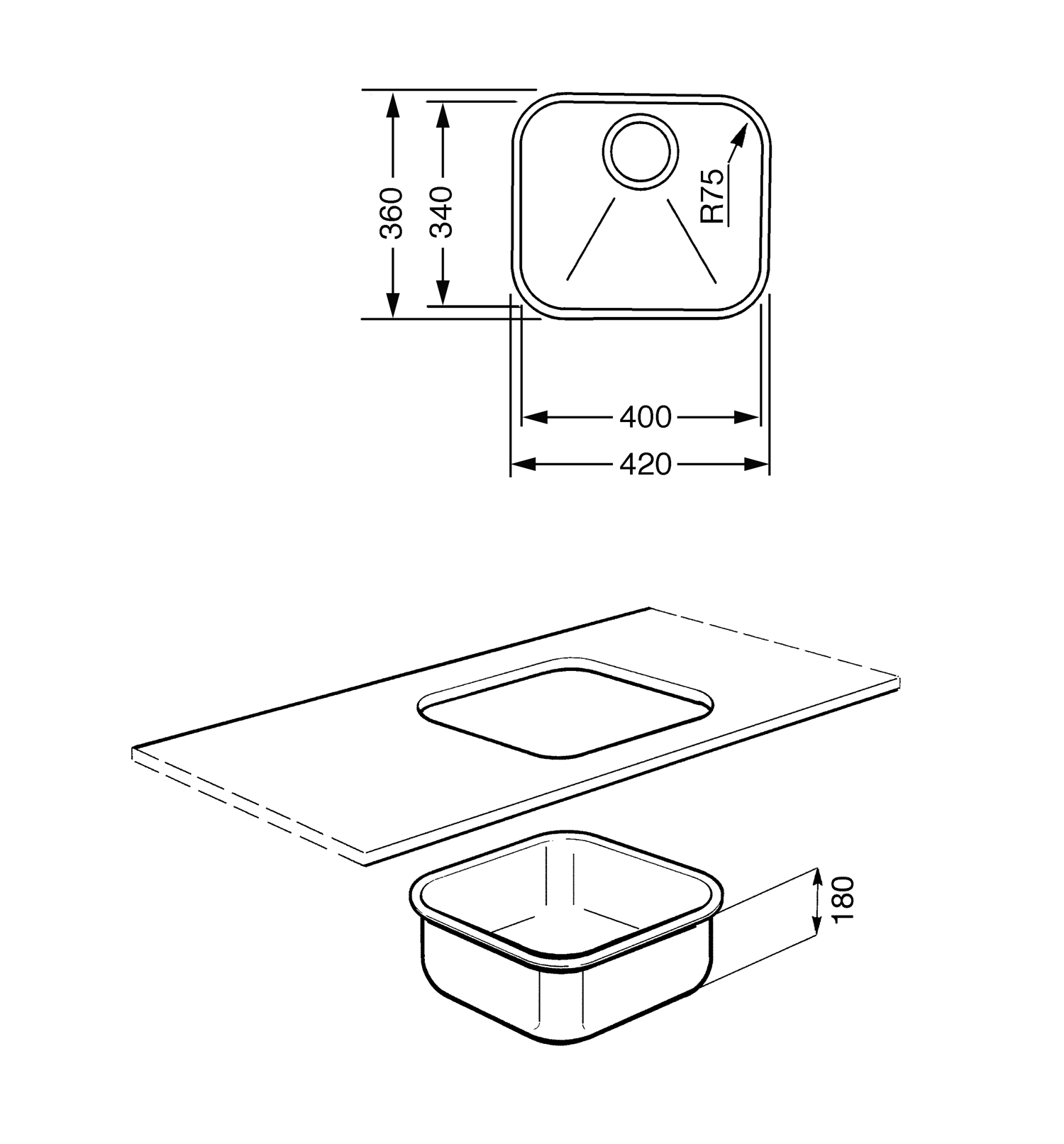 SMEG UM40N PVD SERİ 40CM KOYU ÇELİK EVİYE