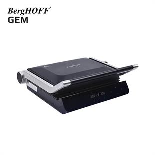 Berghoff Gem Titan Siyah Çelik Kapaklı Contact Izgara ve Tost Makinesi