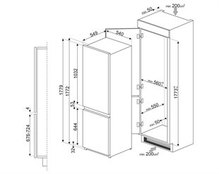 SMEG C81721E ALTTAN DONDURUCULU ANKASTRE BUZDOLABI