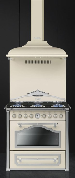 SMEG CC9GPX COTRİNA GÜMÜŞ ESTETİK KREM 90 CM KUZİNE FIRIN