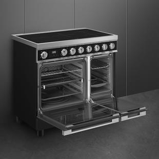 SMEG CPF92IMBL PORTOFİNO İNDÜKSİYONLU SİYAH KUZİNE FIRIN