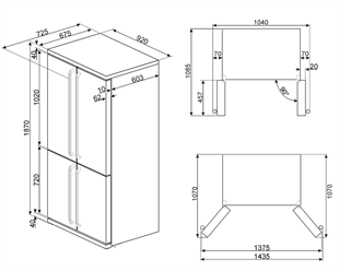SMEG FQ960BL5 VICTORIA SİYAH / GÜMÜŞ ESTETİK BUZDOLABI