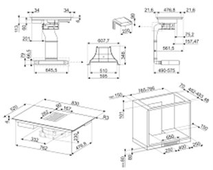 SMEG HOBD182DG LİNEA NEPTUNE GREY ANKASTRE DAVLUMBAZ ENTEGRELİ İNDÜKSİYONLU OCAK