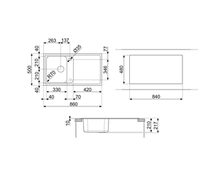SMEG LZ861P KREM 86CM GRANİT EVİYE