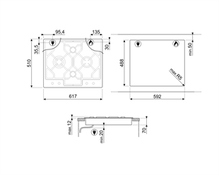 SMEG PGF64-4 KLASİK ÇELİK GAZLI OCAK