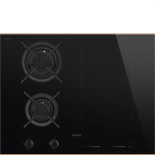 SMEG PM6643R DOLCE STİL NOVO SİYAH CAM SERAMİK BAKIR ESTETİK İNDÜKSİYONLU VE GAZ KOMBİNELİ OCAK