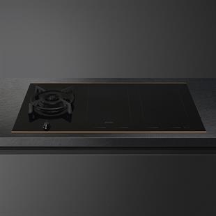 SMEG PM6954R DOLCE STİL NOVO SİYAH CAM SERAMİK BAKIR ESTETİK İNDÜKSİYONLU VE GAZ KOMBİNELİ OCAK