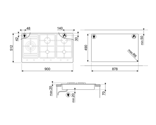 SMEG PS9062 KLASİK ÇELİK GAZLI OCAK