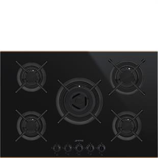 SMEG PV664LCNR DOLCE STİL NOVO SİYAH CAM SERAMİK BAKIR ESTETİK GAZLI OCAK