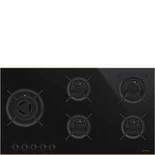 SMEG PV695LCNR DOLCE STİL NOVO SİYAH CAM SERAMİK BAKIR ESTETİK GAZLI OCAK