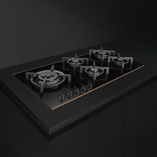 SMEG PV695LCNR DOLCE STİL NOVO SİYAH CAM SERAMİK BAKIR ESTETİK GAZLI OCAK