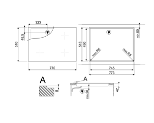 SMEG SE384EMTD LİNEA SİYAH CAM SERAMİK ANKASTRE ELEKTRİKLİ OCAK