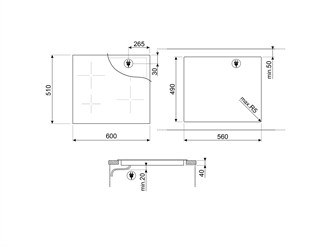 SMEG SE464TD LİNEA SİYAH CAM SERAMİK ANKASTRE ELEKTRİKLİ OCAK