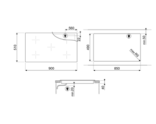 SMEG SE495ETD LİNEA SİYAH CAM SERAMİK ANKASTRE ELEKTRİKLİ OCAK