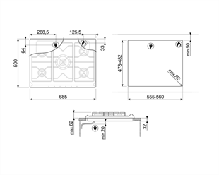SMEG SR975PGH LİNEA VICTORIA KREM GAZLI OCAK