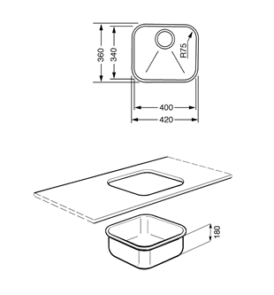 SMEG UM40N PVD SERİ 40CM KOYU ÇELİK EVİYE